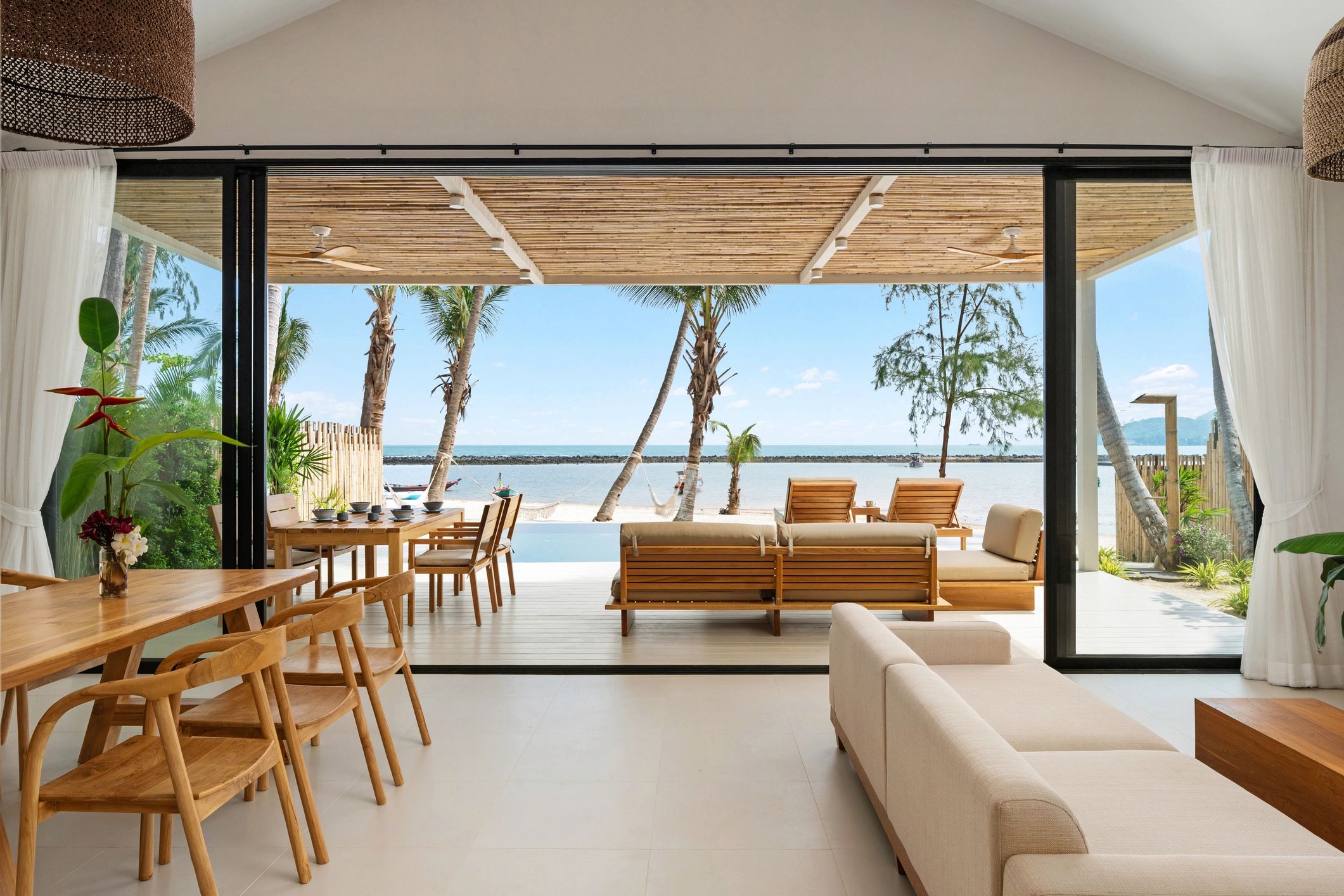 Contemporary dining and living space with elegant furniture